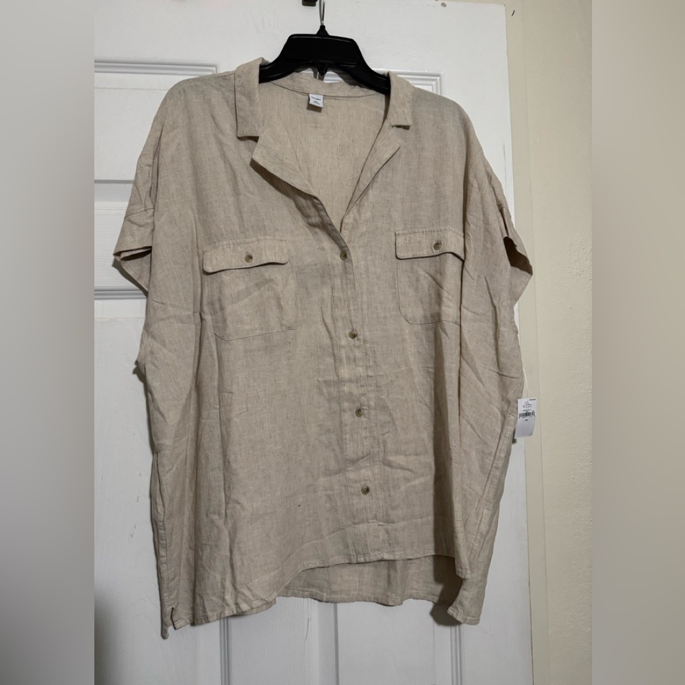 NEW Old Navy Linen Button Down Shirt XXL